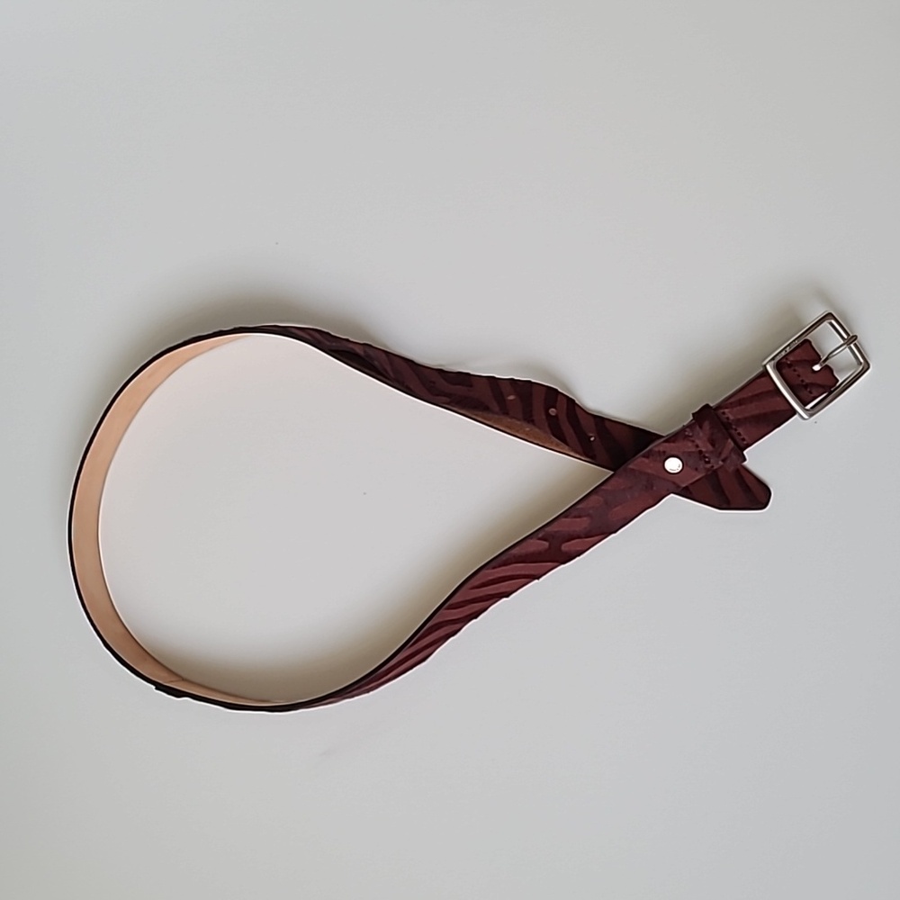 Rag and Bone red zebra suede leather belt sz M